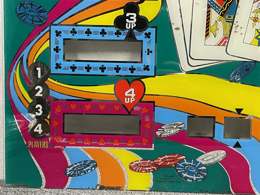 Stern Hot Hand Pinball Machine Game Backglass