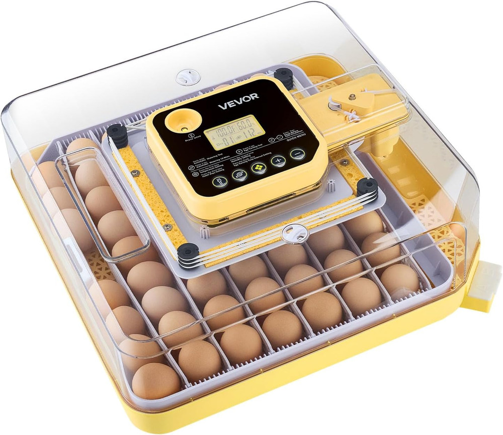 48 Egg Incubator, Automatic Egg Turner with LED Candler, Temperature Display & A