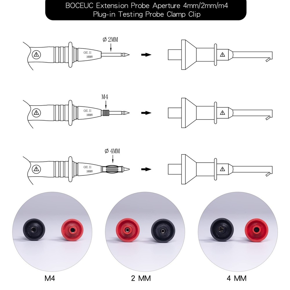 Test Hooks Clips, Multimeter Test Lead Kit Mini Test Hook Clip for 2Mm Plug Test