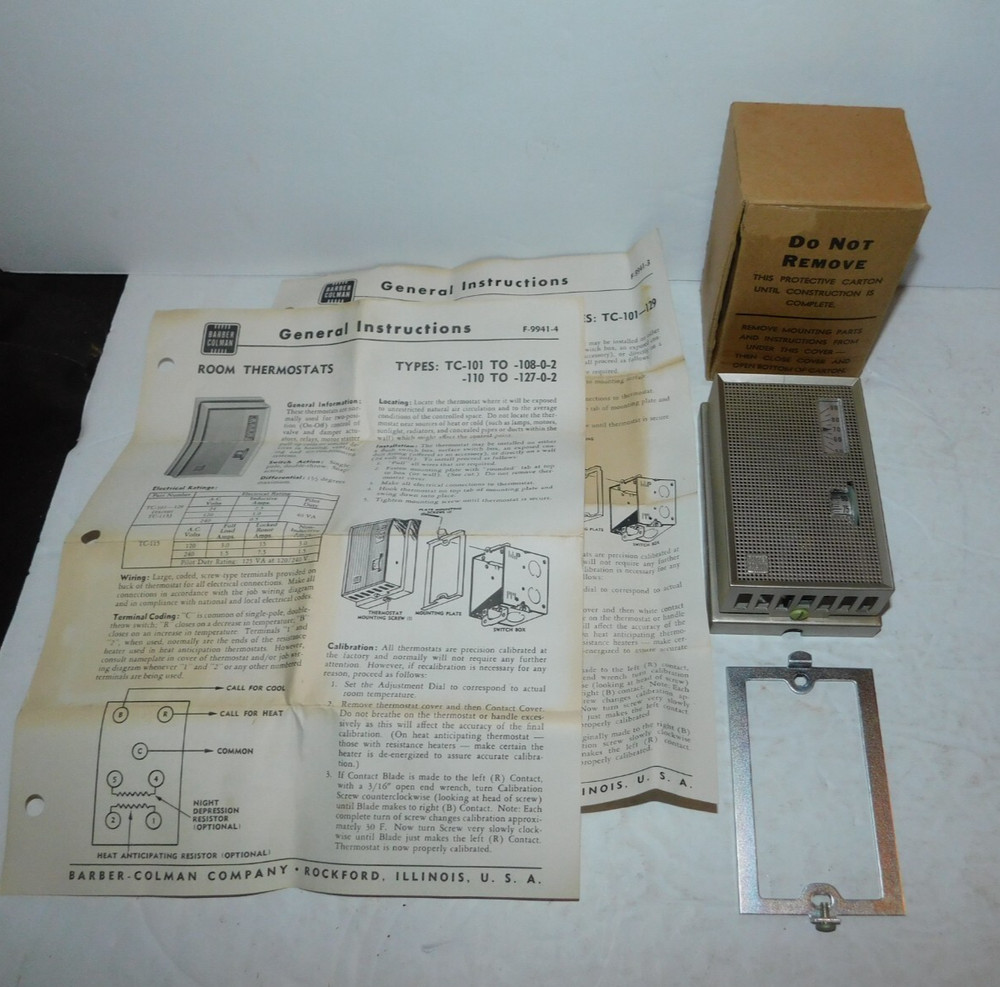 NOS BARBER COLMAN THERMOSTAT MODEL TC-101