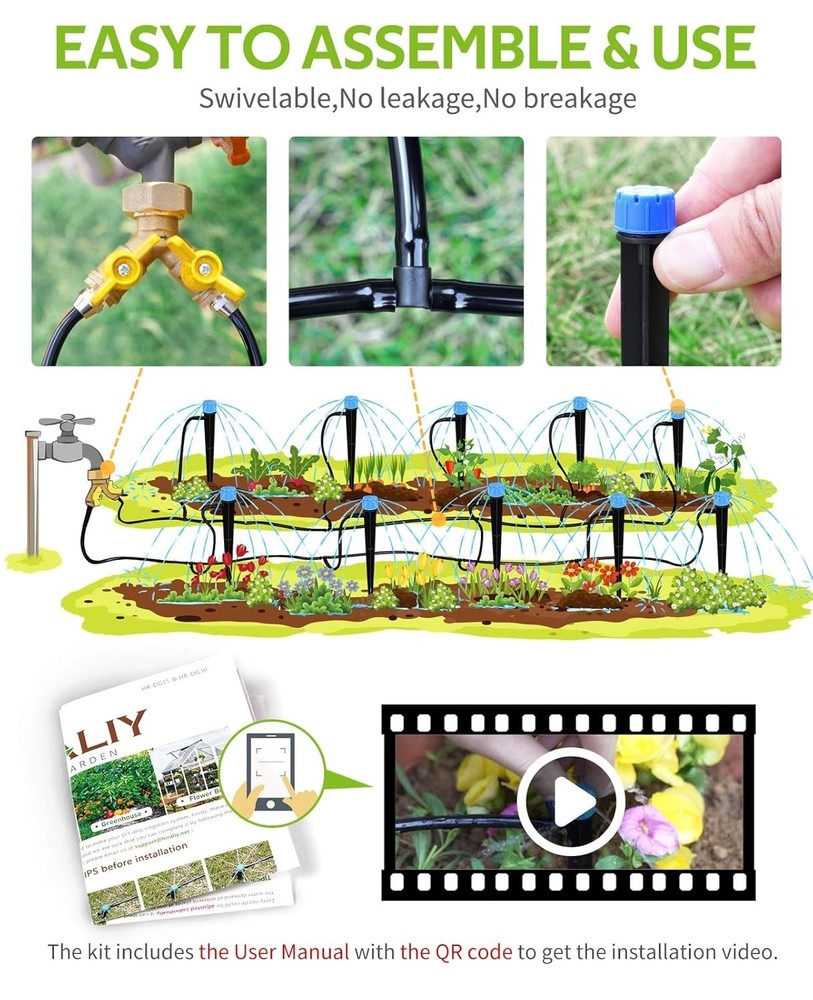 Versatile 50ft Automatic Drip Watering System for Plant Care & Efficiency