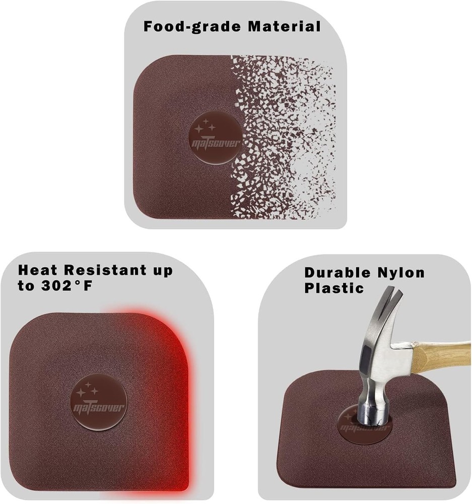 Pan Scraper, 5 Pcs Pot Scraper Plastic, Non Scratch 5 Pcs, Brown