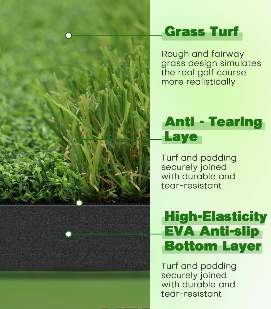 Premium Dual-Turf Golf Mat: 5x4ft Thickened for Backyard, Driving Range, Indo...