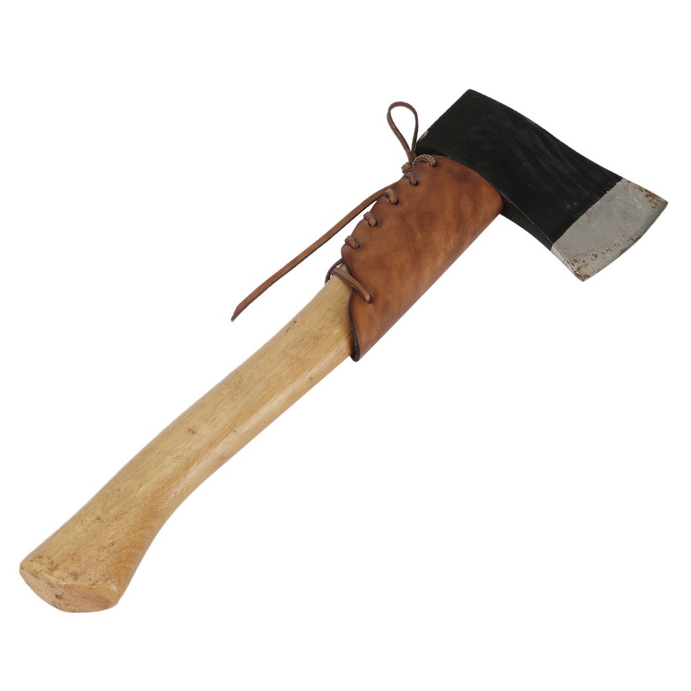 TOURBON Rustic Leather Axe Tool Handle Guard Protector Cover w/ Adjustable Belt