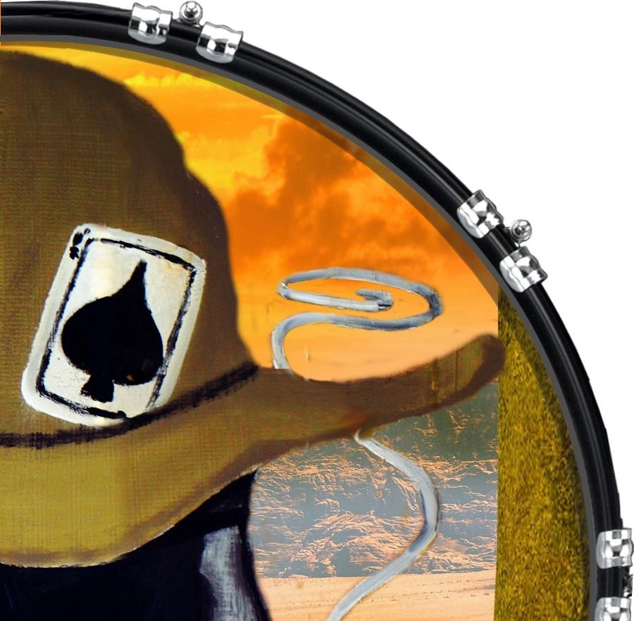 22" Custom Bass Kick Drum Front Head Graphic Graphical Desert Pirate