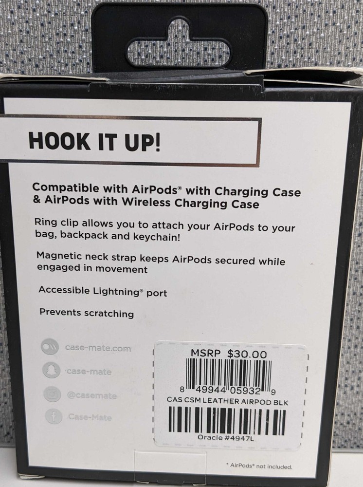 Case-Mate Case and Neck Strap for AirPods- Black