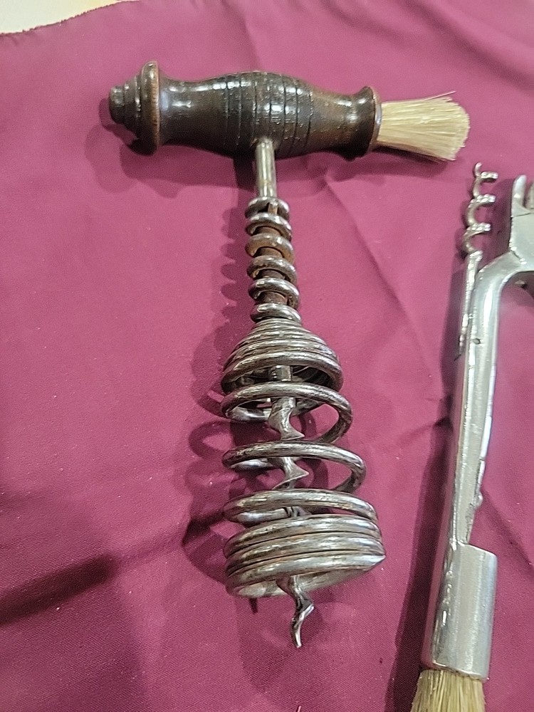 2 Old Henshall Style Corkscrew Brush Unmarked Expellers