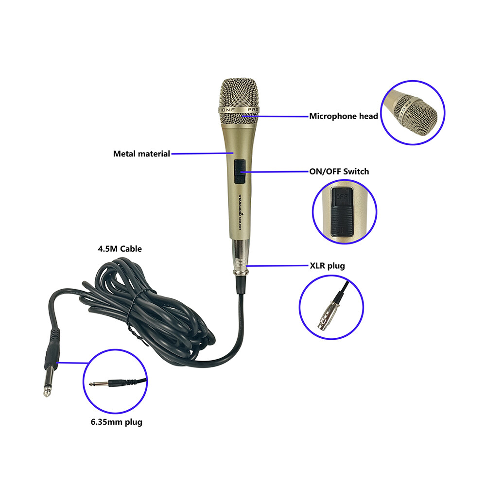 Dynamic Wired Microphone Unidirectional Handheld Karaoke Mic 4.5M Cable Music DJ