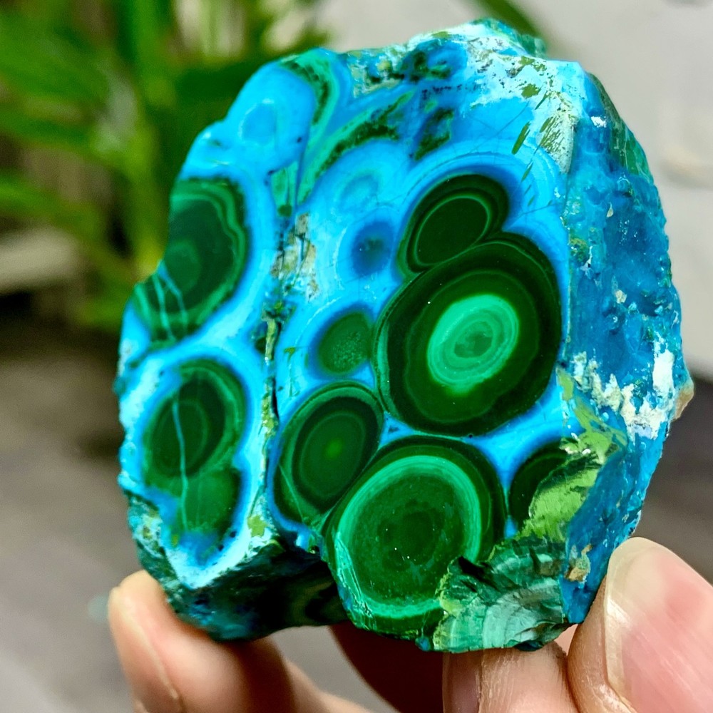 136G Natural Chrysocolla/Malachite transparent cluster rough mineral sample
