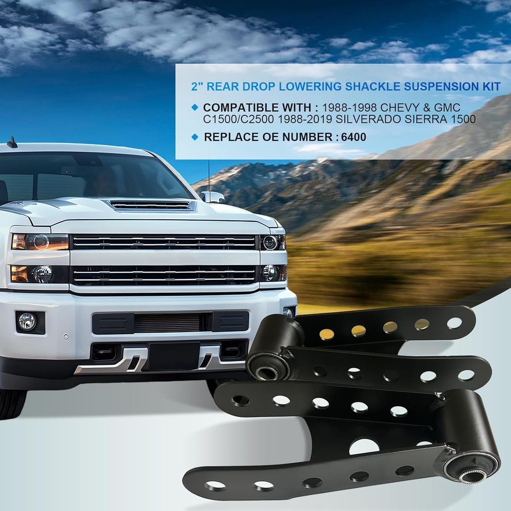 2-3" Suspension Rear Drop Lowering Shackles: Replacement for Chevy Silverado