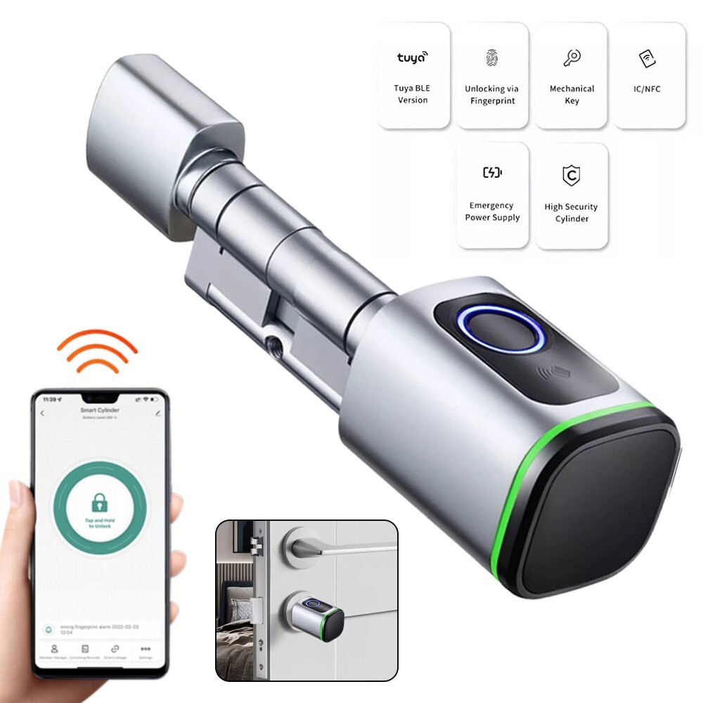 Tuya Remote Control Smart Lock Keyless Smart Door Lock Cylinder Fingerprints