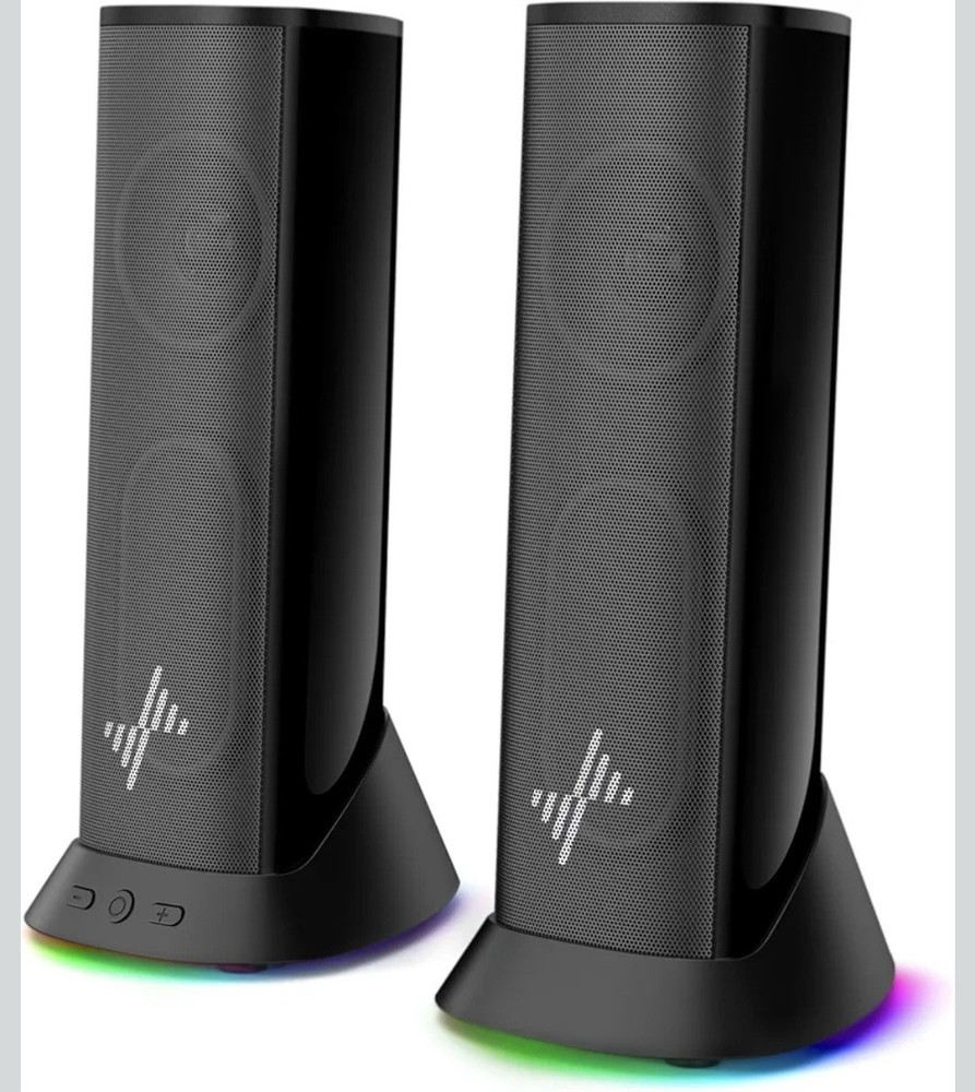 Nylavee Desktop PC Computer Speakers, Immersive Sound with RGB Lights, USB/USB-C