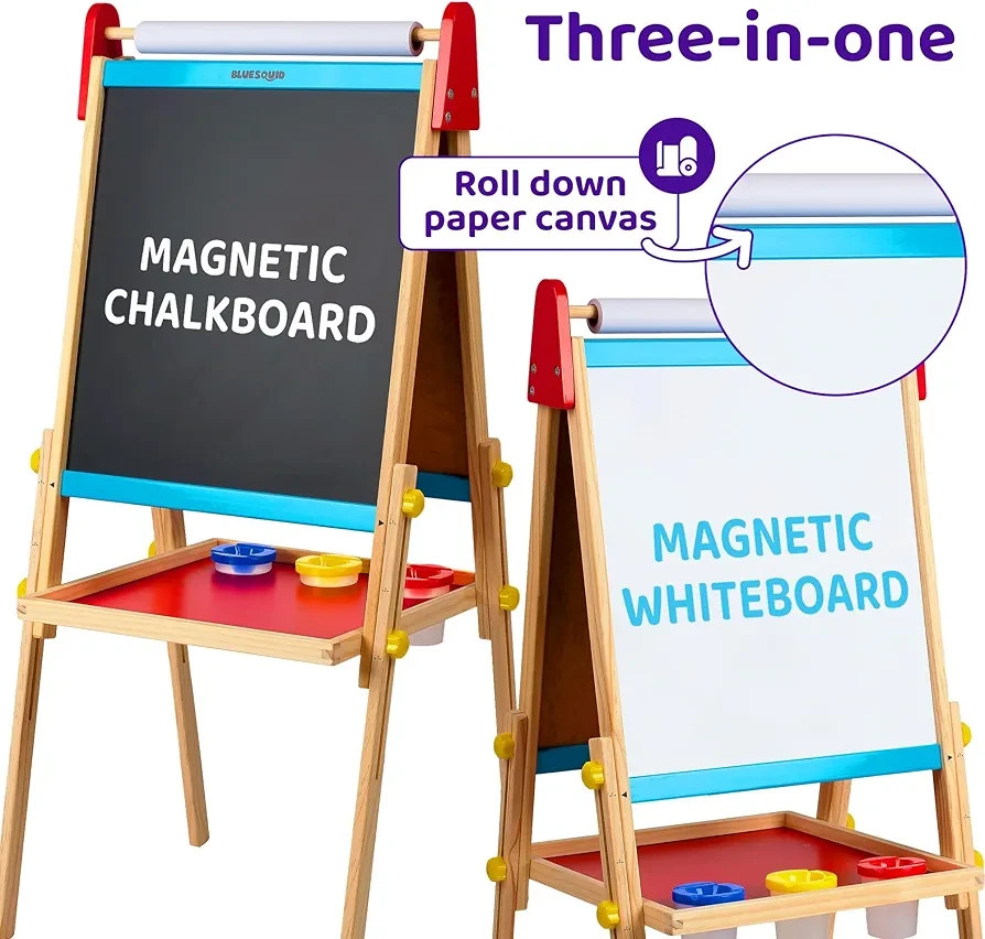 Kids Art Easel Set ,Adjustable Double Sided Board,Paper Rolls & 100+ Accessories