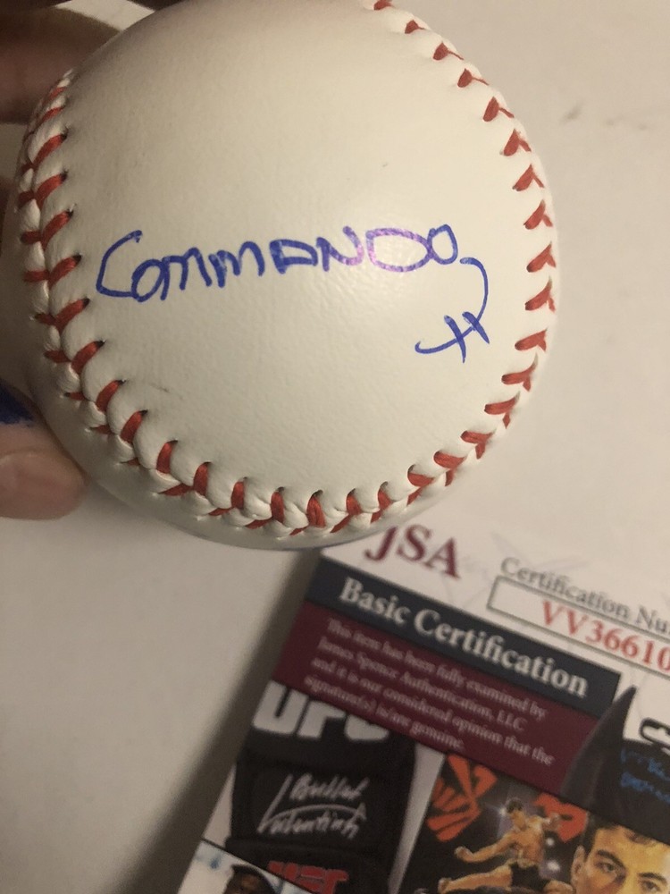 Autographed Vernon Wells Baseball insc Bennett Commando movie JSA Signed