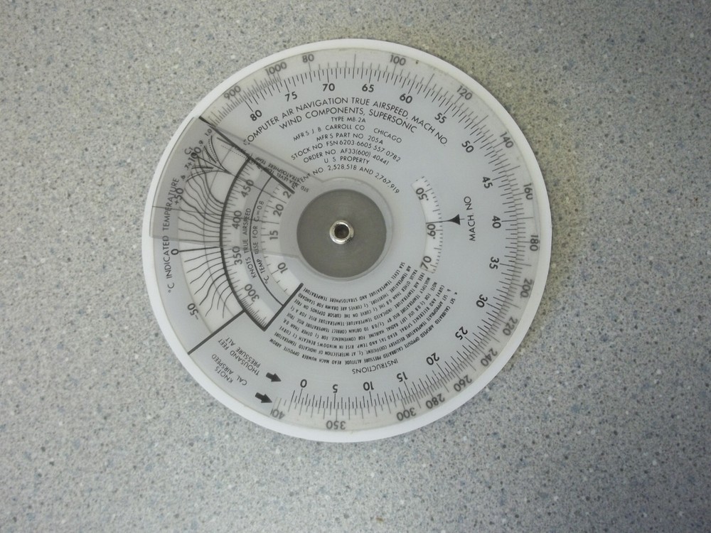 Airforce Type MB-2A Air Navigation True Air Speed Computer Slide-Rule and case
