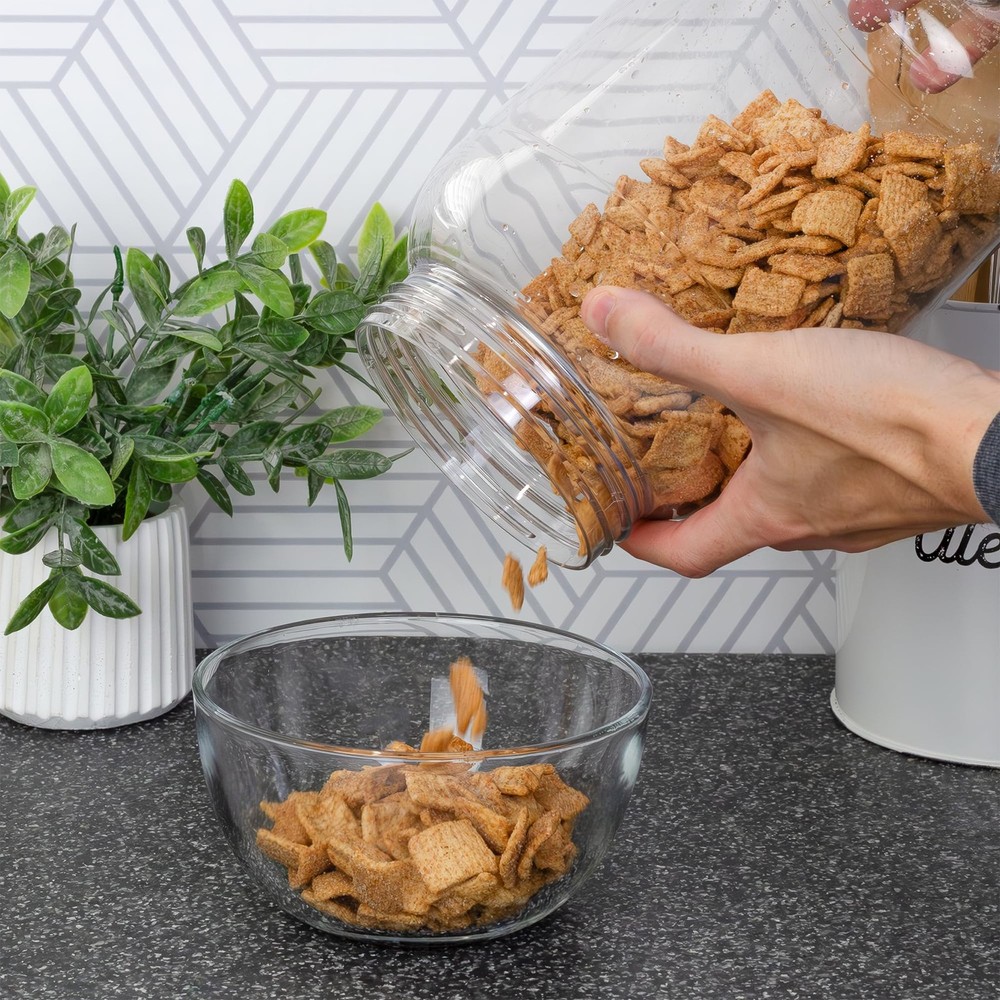 Cornucopia Brands Gallon Plastic Jars (2-Pack) Clear Round Containers w/Black