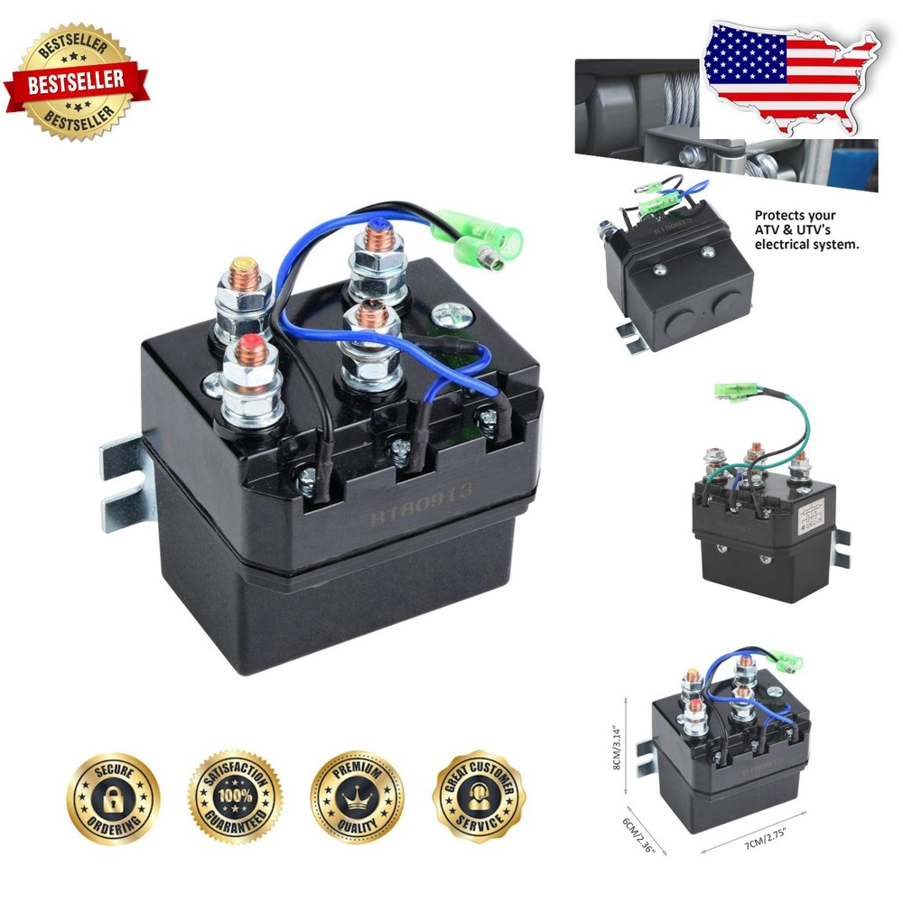 Universal Winch Solenoid Relay 12V 200A - ATV UTV Normally Open, Surface Mount