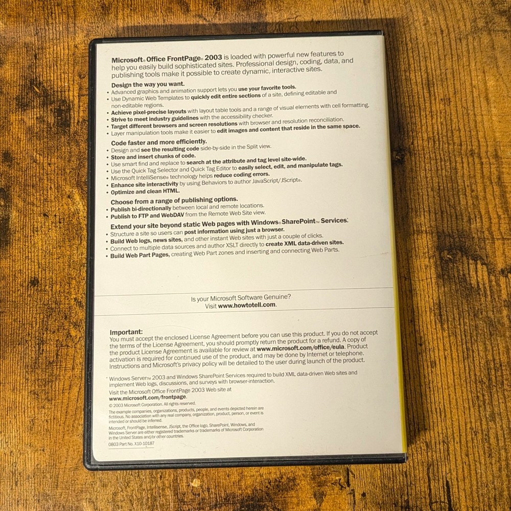 Microsoft Office FrontPage 2003 UPGRADE Edition Windows PRODUCT KEY Tested