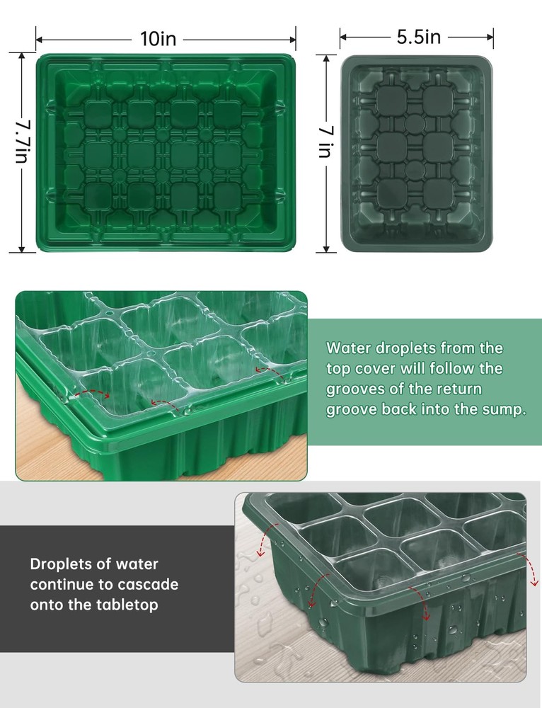 4 Packs Medium Seed Starter Tray, Adjustable Brightness and Timer, Upgraded 2...