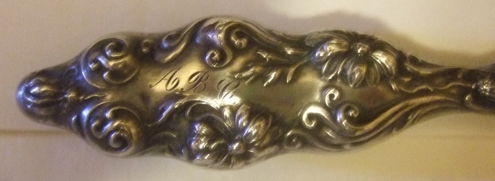 Sterling Button Hook Antique Repousse Sterling Vanity Heirloom
