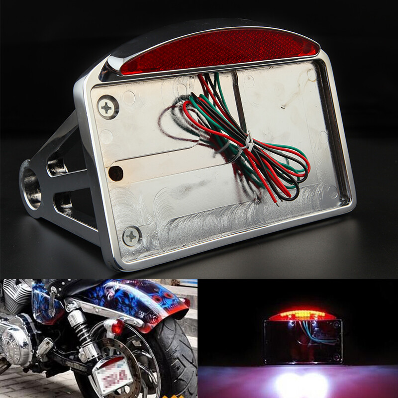 Motorcycle License Plate LED Tail Light Horizontal Side Mount Bracket For Harley