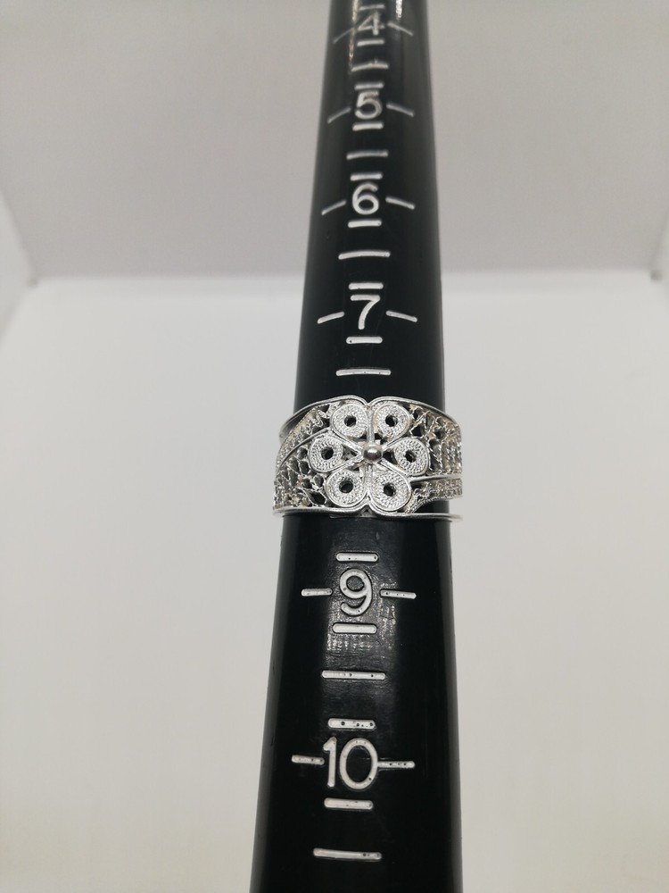 . 970 Solid Silver Women's Ring Size 8 Filigree New.