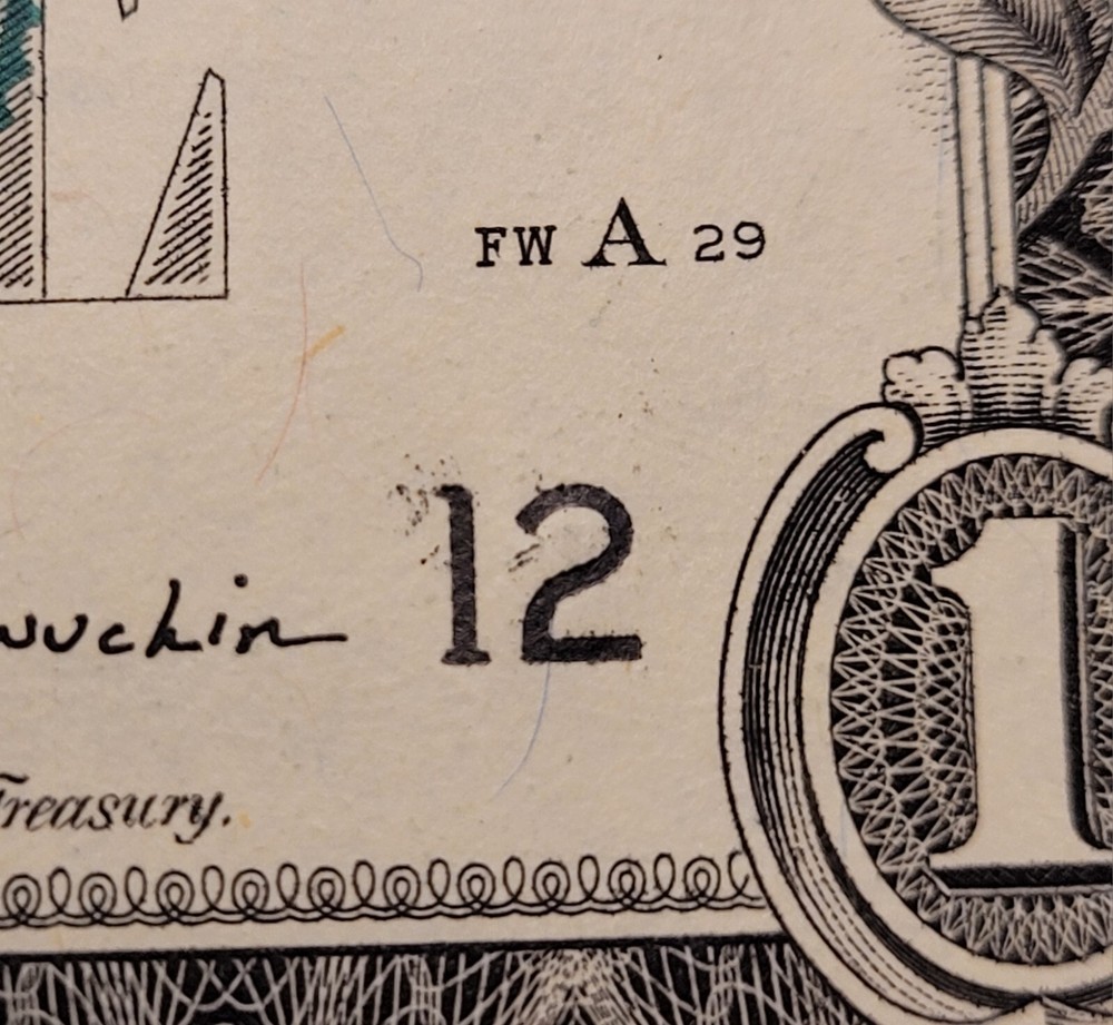 2017 A $1 DOLLAR BILL WITH INSUFFICIENT INKING ERROR Nice CRISP