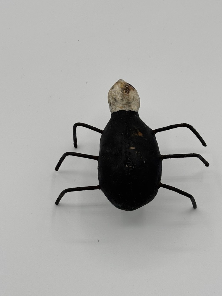vintage Stone Spider with Skull Head Oddity sculpture