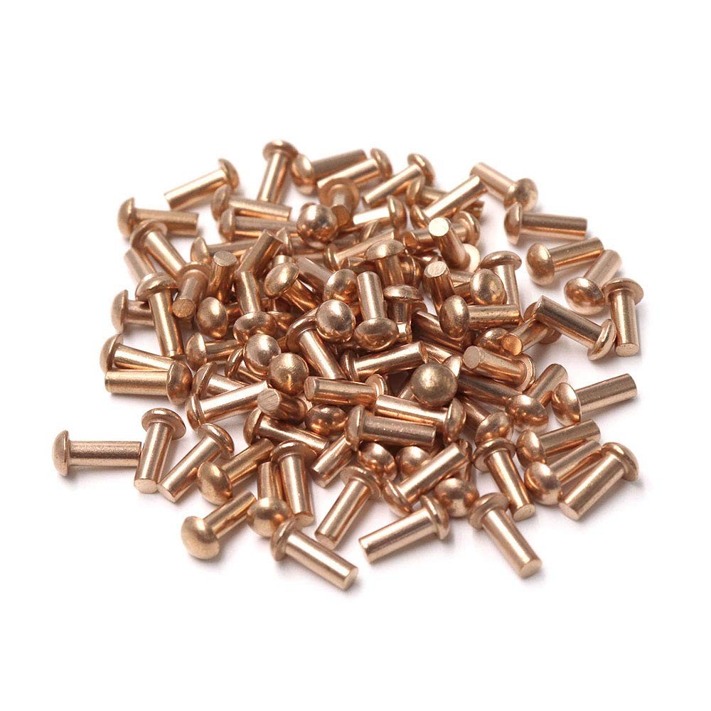 1/8" Diameter 5/16" L Shank Copper Round Head Solid Rivets Fasteners-100pcs
