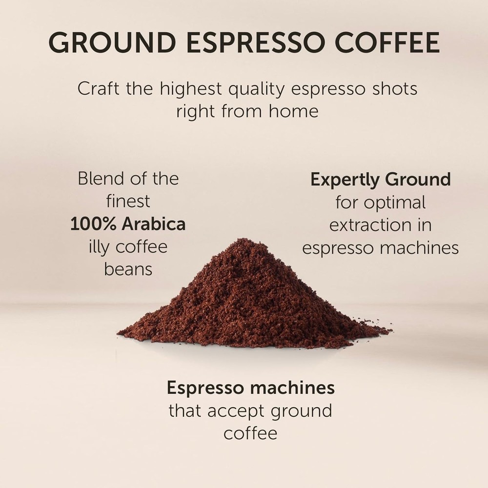 Illy Classico Ground Espresso Coffee, Medium Roast - 8.8 oz for Espresso Lovers