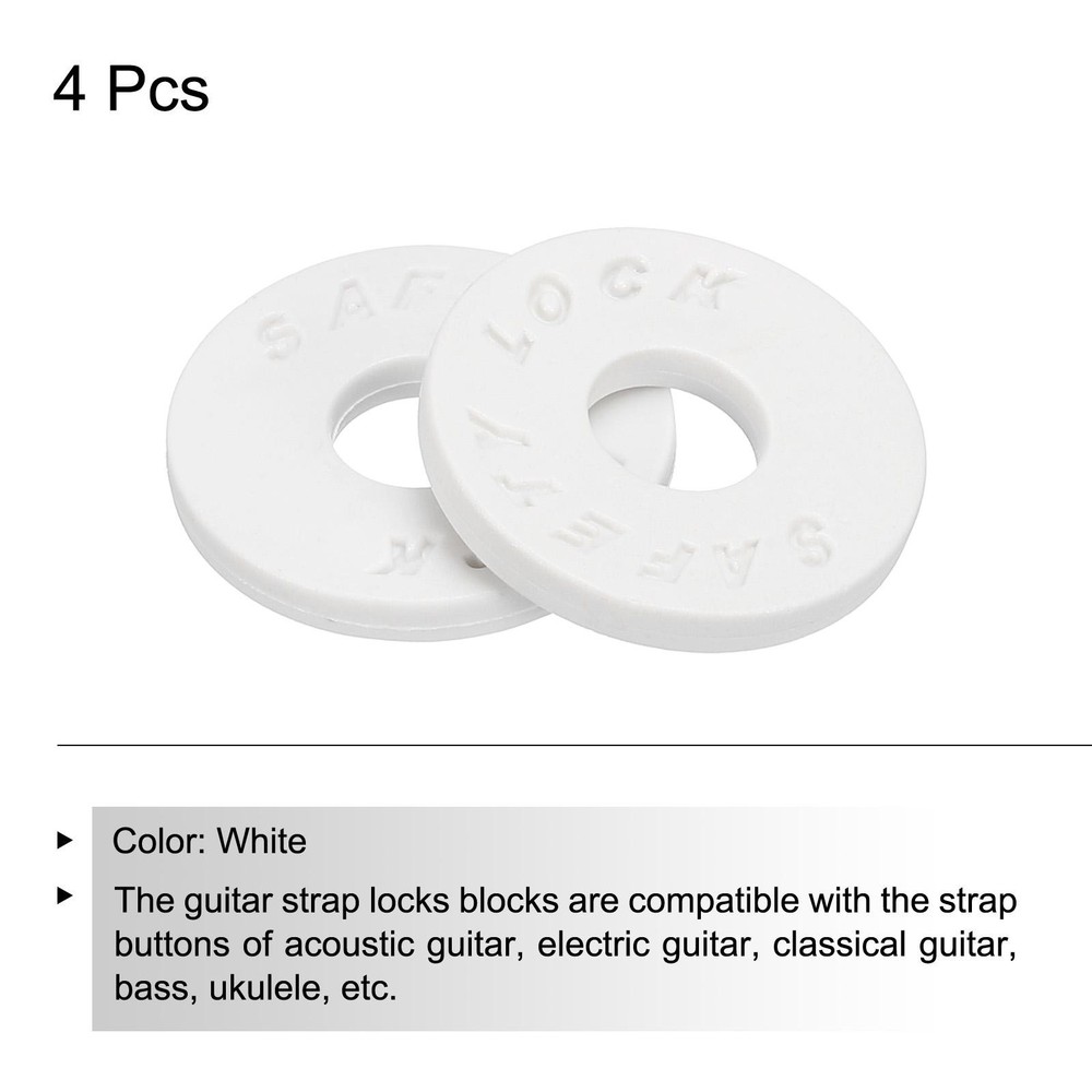 4 Pack Strap Blocks Silicone Rubber Strap Block White for Guitar Strap Button