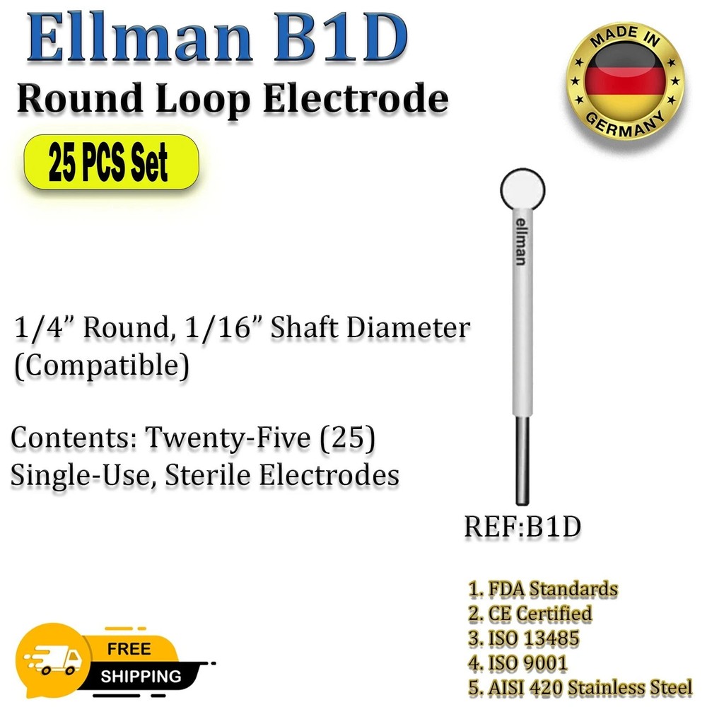 Ellman B1D Round Loop Electrode -Twenty-Five (25) Single-Use Disposable