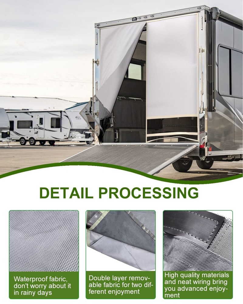 ELITEWILL Toy Hauler Screen Rear Opening Fits Ramp Doors Up to 90 Inch Tall