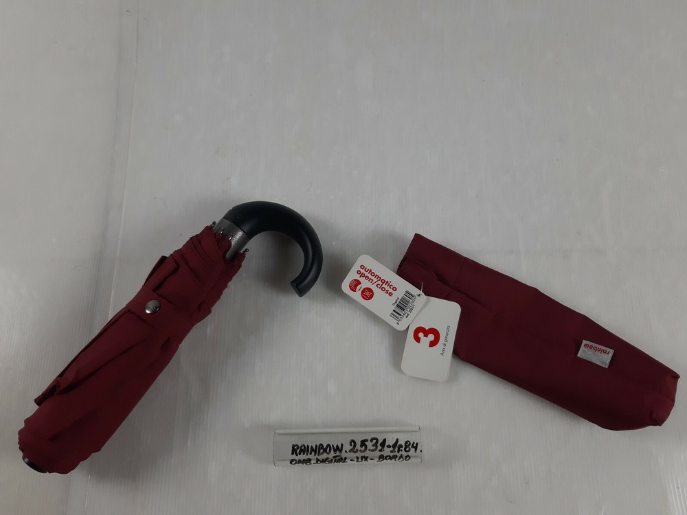 Unisex Mini Umbrella - Automatic - 8 Sticks - Bordeaux - 25311 - Rainbow
