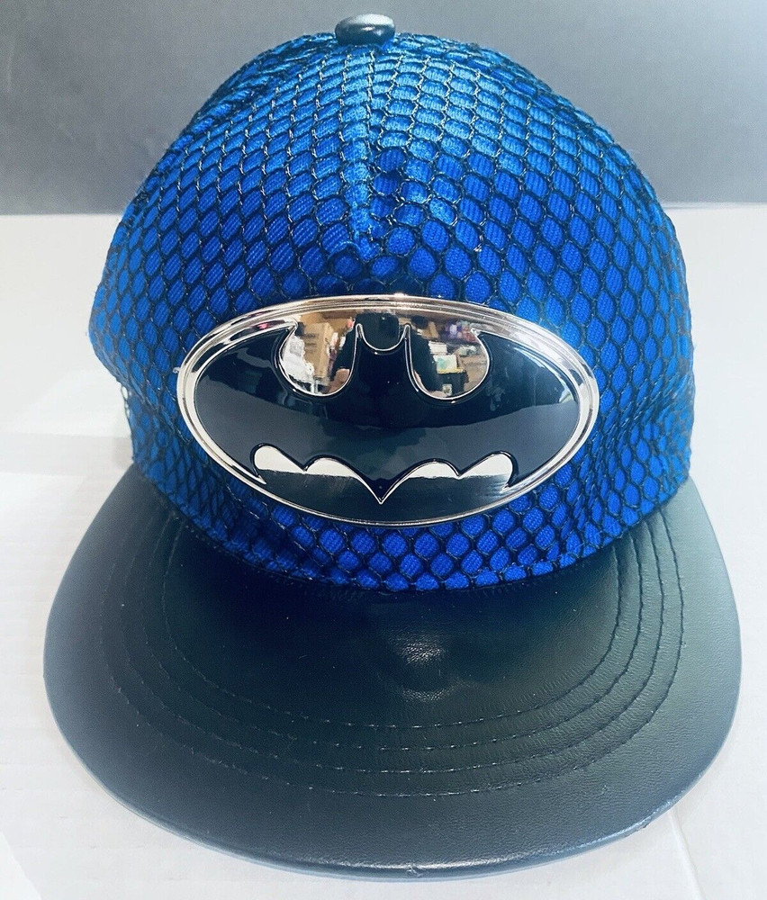 Batman Chrome Medallion Vinyl Bill Textured Mesh On Top Hat Adjustable