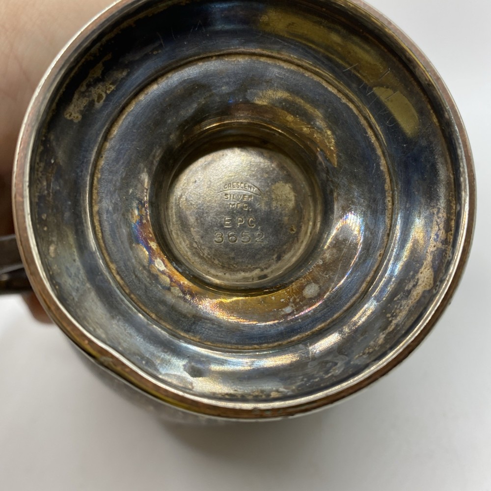 Vintage Crescent Silver Plate Sugar Bowl Pattern 2195 Antique Tableware