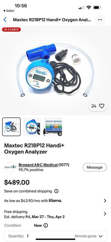 Maxtec Handi+ Oxygen Analyzer R218P12 Oxygen Gas Analysis Meter Analyzer Device
