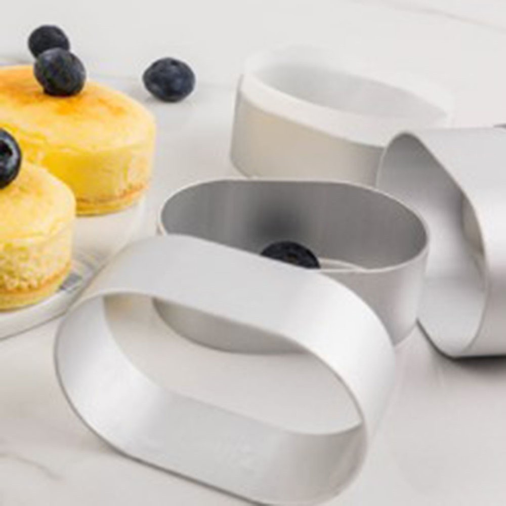 Multi Functional 10PCS Aluminium Oval Egg Shape Cheese Cake Rings Baking Molds