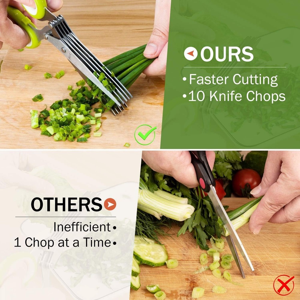 Herb Scissors - X-Chef 5 Blade Kitchen Herb Shears, Multipurpose Culinary