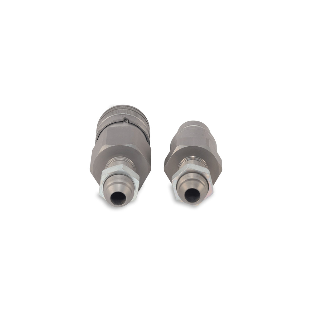 1/2″ Flat Face Hydraulic Quick Couplers Set - 1/2″ JIC Thread Bulkhead Mount