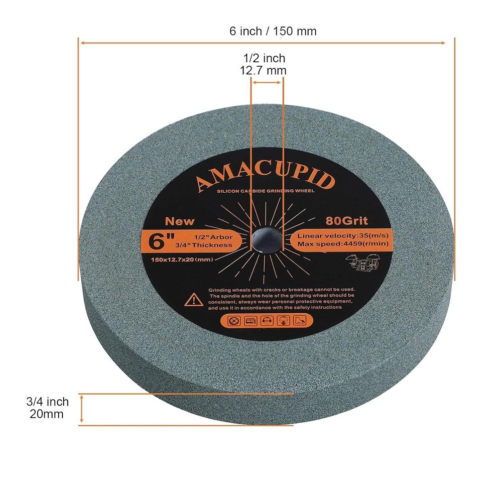 80 Grit Silicon Carbide Bench Grinding Wheel - Durable & Medium Grit Performance