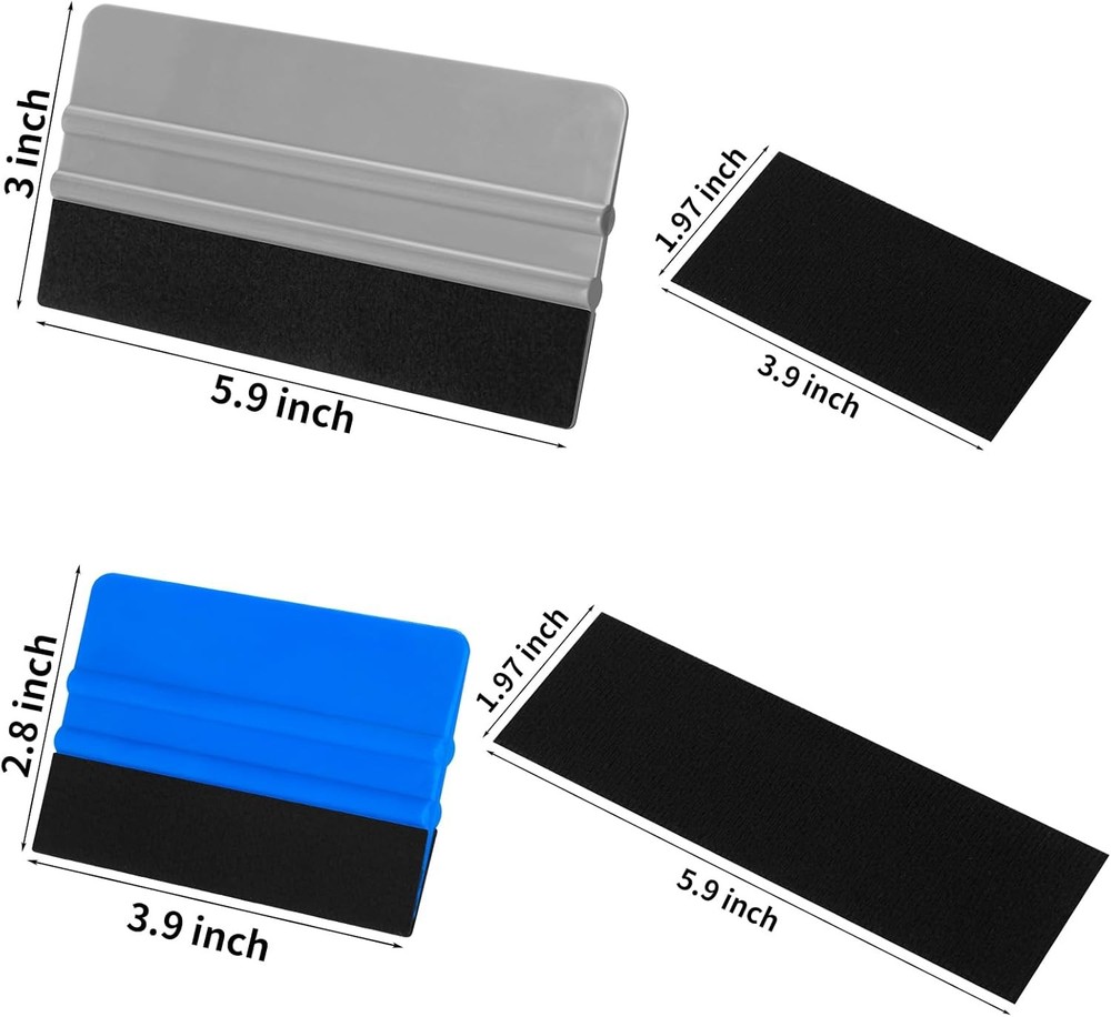 20 Pack Vinyl Wrap Squeegee 4 Inch / 6 Felt Edge Blue & Grey