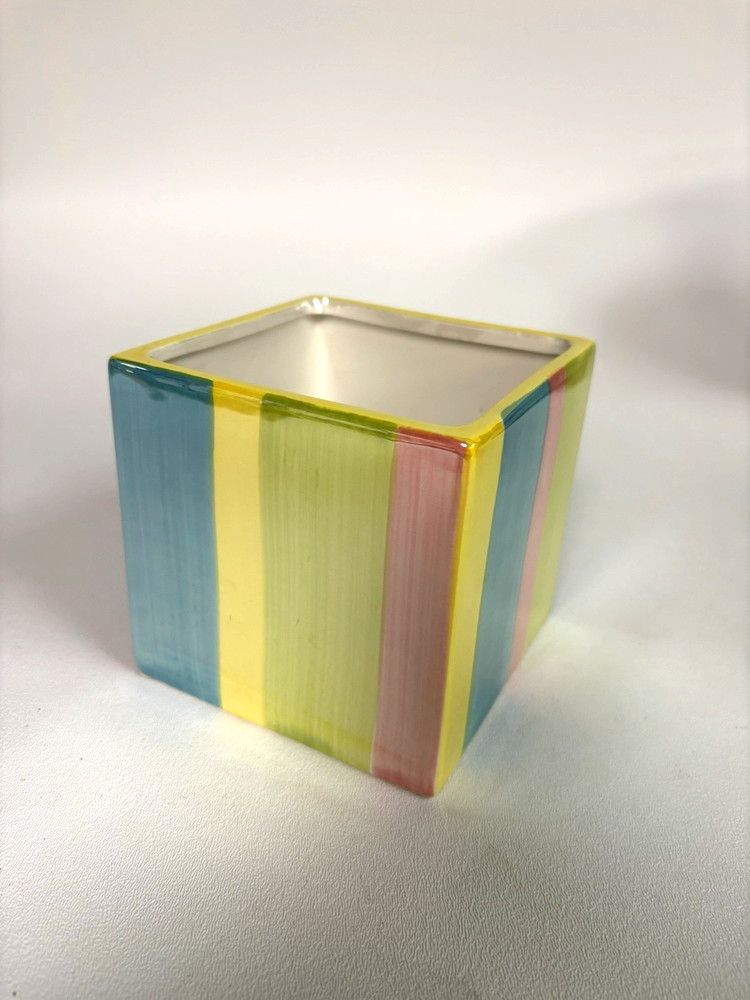 Rainbow Stripe Cube Baby Novelty Planter