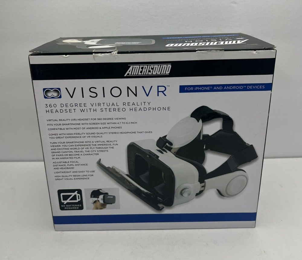 Amerisound Vision VR Virtual Reality Headset Stereo Headphone IPhone Android