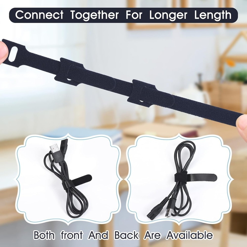 200PCS Reusable Cable Ties Wire Ties Cord Organizer Cable Organizer Adjustable..