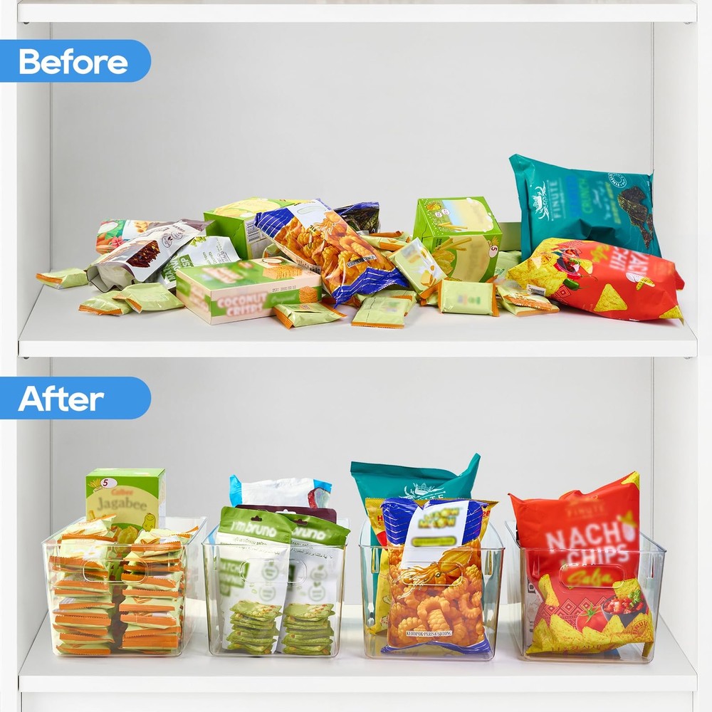 New Best JollyPack 4 Pack Clear Plastic Storage Bins, Pantry Organizers and with