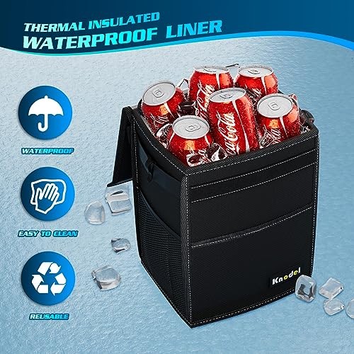 2 Gallon Leak-Proof Waterproof Car Trash Can with Lid Medium Black