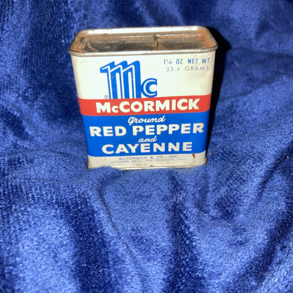 Vintage McCormick Spice Tin Ground Red Pepper And Cayenne Full