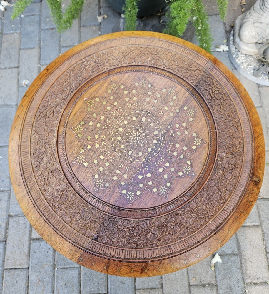 VTG Anglo Indian Octagonal Side Table 21" Tall