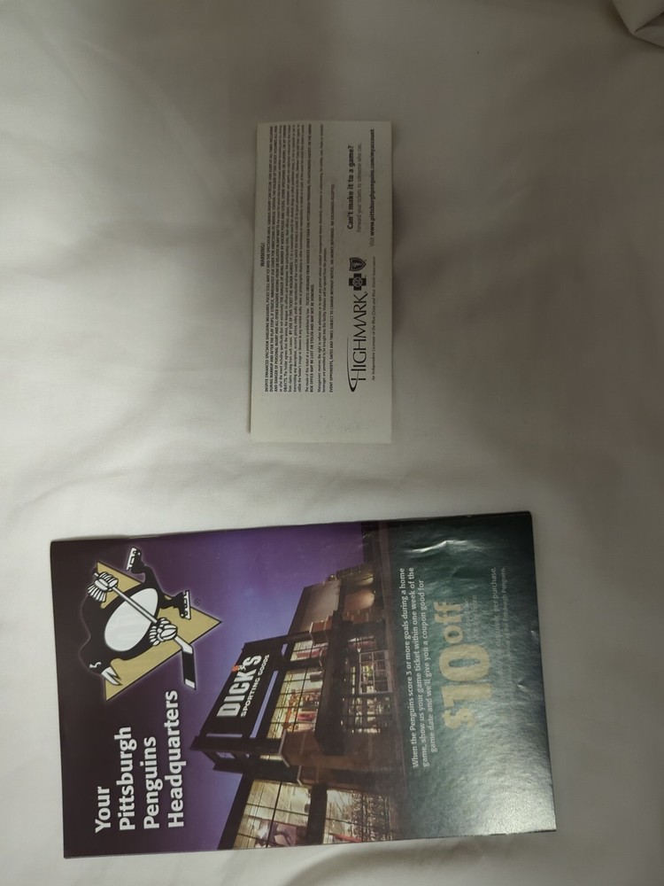 2007 Pittsburgh Penguins Vs Ottawa Senators Program & Ticket Mellon Arena